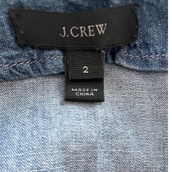 J. Crew Womens Denim Soutache Embroidered V-Neck Tunic Top Size 2 Blue - Picture 9 of 9
